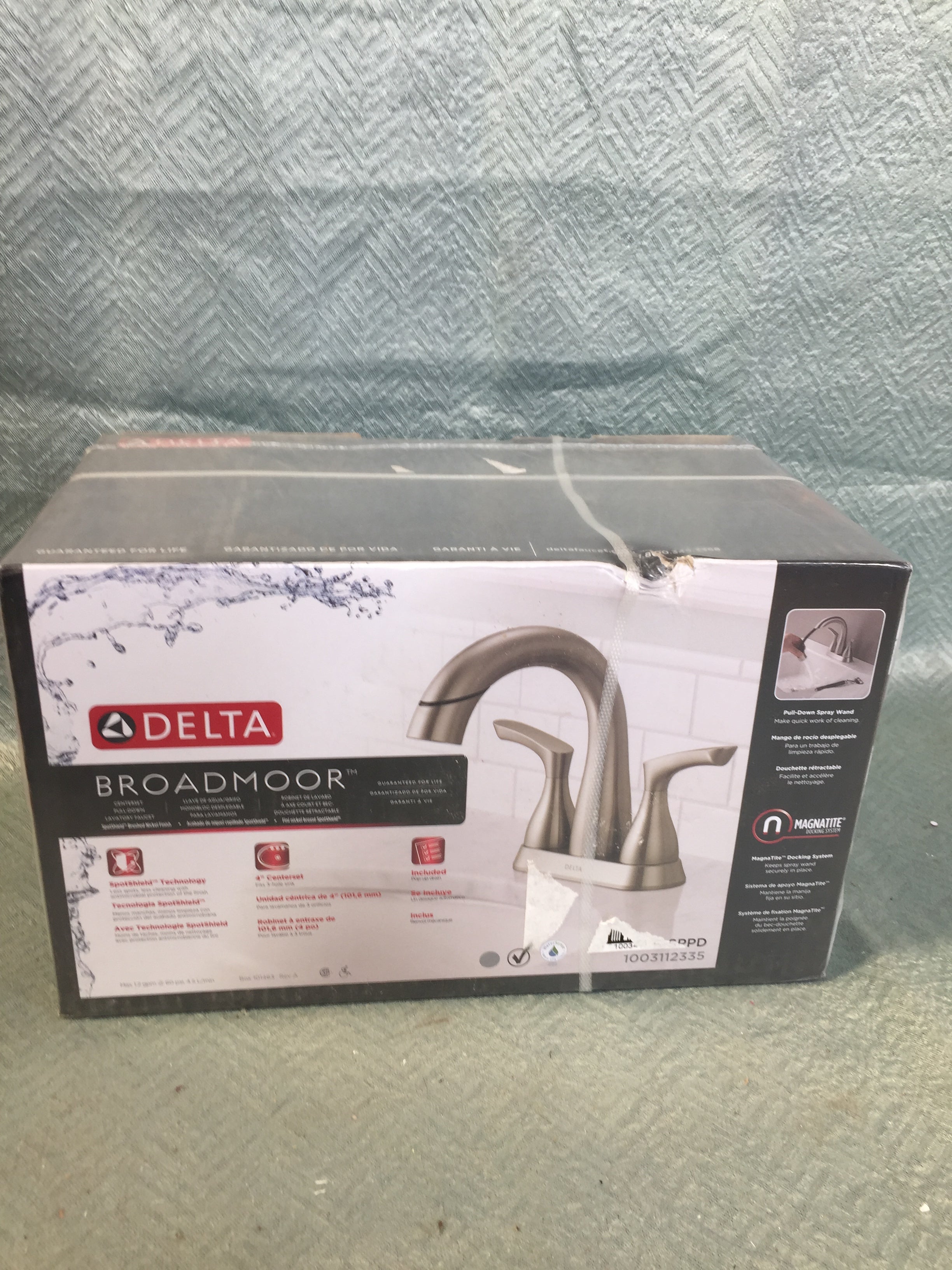 Delta Broadmoor 4in. Centerset Pull-Down Spout Brushed Nickel (7649850130670)